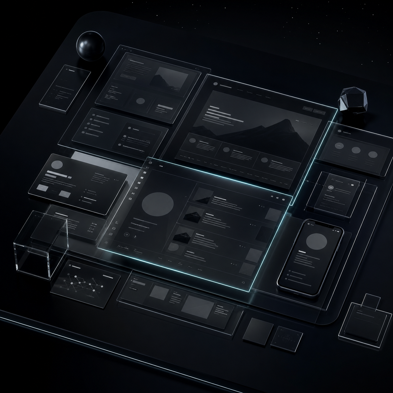 Dark website redesign reference board